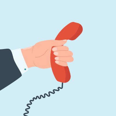 Phone headset in hands flat vector illustration
